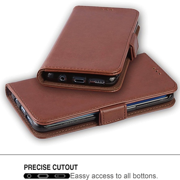 Samsung Galaxy S8 Brown Phone Case Wallet PU Leather Card Slots Money Holder - Picture 3 of 7